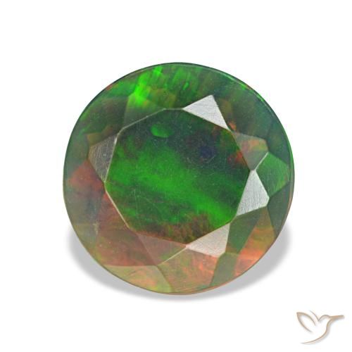 Ópalo negro multicolor natural de 1,00 ct, corte redondo, opaco