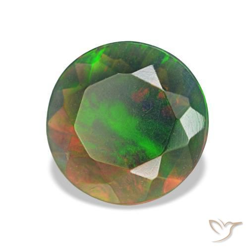 Ópalo negro multicolor natural de 1,00 ct, corte redondo, opaco