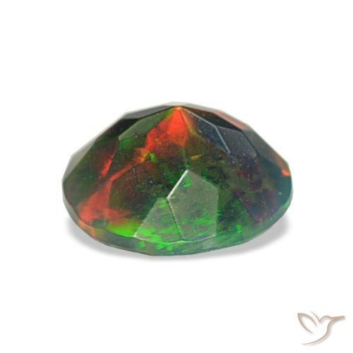 Ópalo negro multicolor natural de 1,00 ct, corte redondo, opaco
