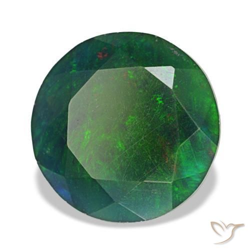 Ópalo negro multicolor natural de 2,91 ct, corte redondo, opaco