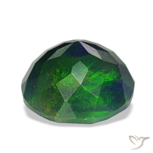 Ópalo negro multicolor natural de 2,91 ct, corte redondo, opaco