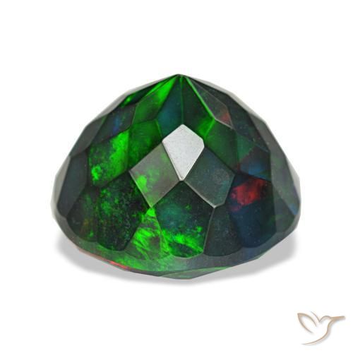 Ópalo negro multicolor natural de 4,70 ct, corte redondo, opaco