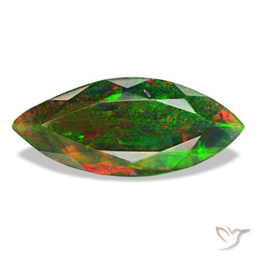 Ópalo negro multicolor natural de 2,22 ct, marquesa, opaco