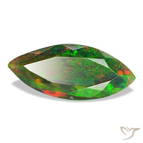Ópalo negro multicolor natural de 2,22 ct, marquesa, opaco