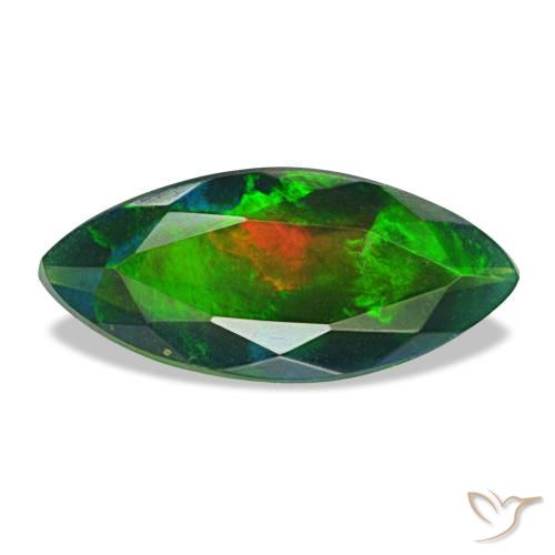 Ópalo negro multicolor de 1,86 ct, marquesa, opaco