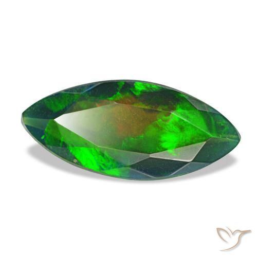 Ópalo negro multicolor natural de 1,86 ct, marquesa, opaco