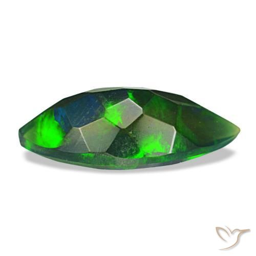 Ópalo negro multicolor natural de 1,86 ct, marquesa, opaco