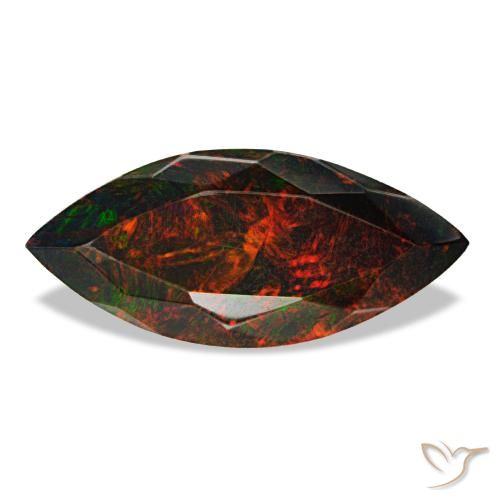 Ópalo negro multicolor de 3,24 ct, marquesa, opaco
