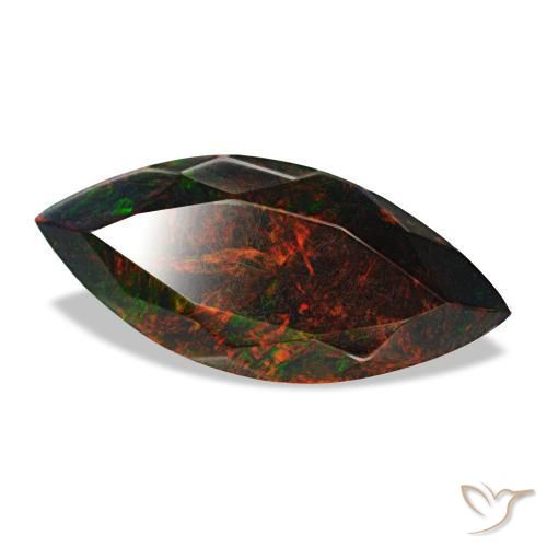 Ópalo negro multicolor natural de 3,24 ct, marquesa, opaco