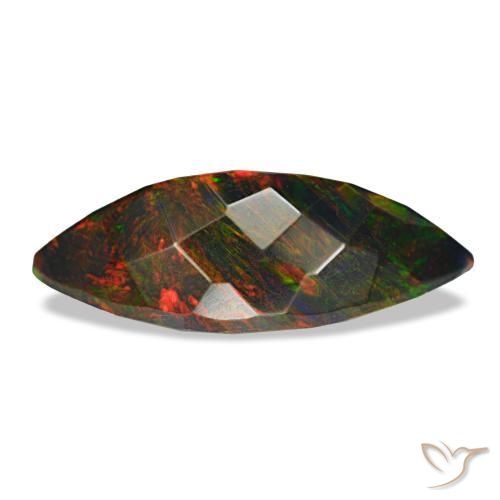 Ópalo negro multicolor natural de 3,24 ct, marquesa, opaco