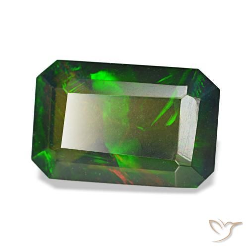 Ópalo negro multicolor natural de 1,98 ct, corte esmeralda, translúcido