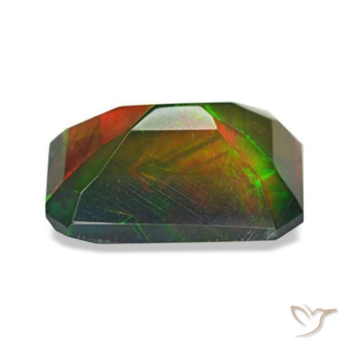 Ópalo negro multicolor natural de 1,98 ct, corte esmeralda, translúcido