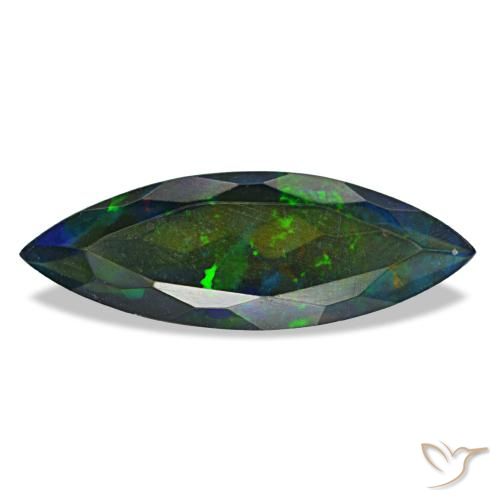 Ópalo negro multicolor natural de 2,19 ct, marquesa, translúcido