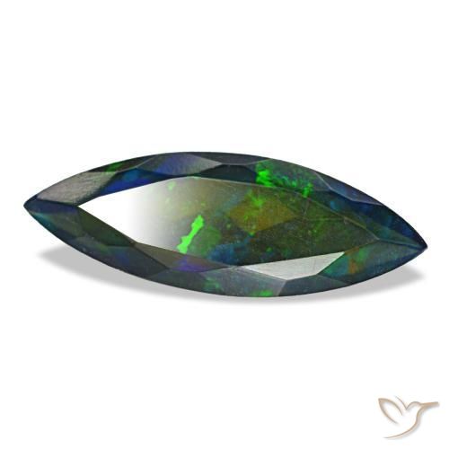 Ópalo negro multicolor natural de 2,19 ct, marquesa, translúcido