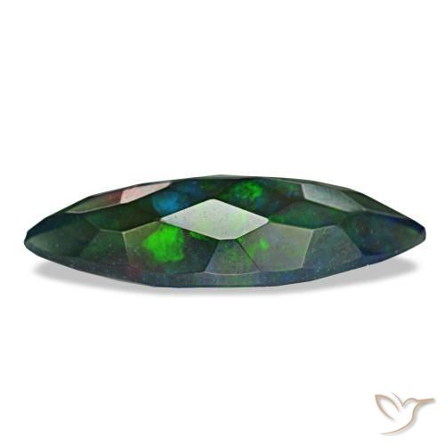 Ópalo negro multicolor natural de 2,19 ct, marquesa, translúcido