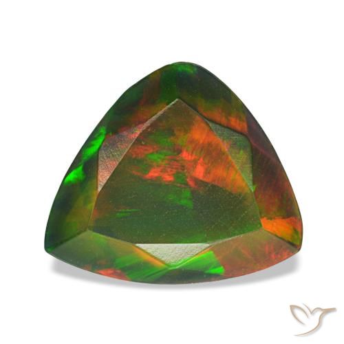 Ópalo negro multicolor natural de 1,60 ct, trillón, translúcido