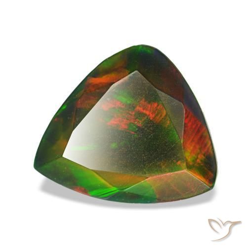 Ópalo negro multicolor natural de 1,60 ct, trillón, translúcido
