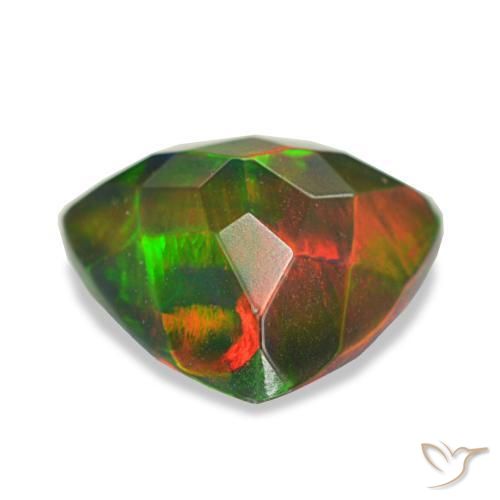 Ópalo negro multicolor natural de 1,60 ct, trillón, translúcido