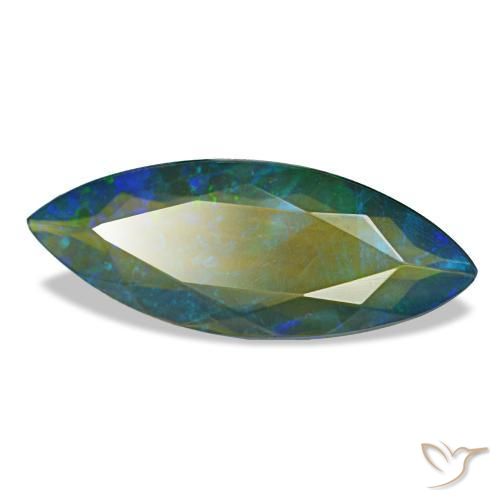 Ópalo negro multicolor natural de 2,86 ct, marquesa, translúcido