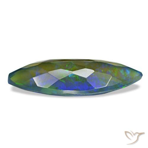 Ópalo negro multicolor natural de 2,86 ct, marquesa, translúcido