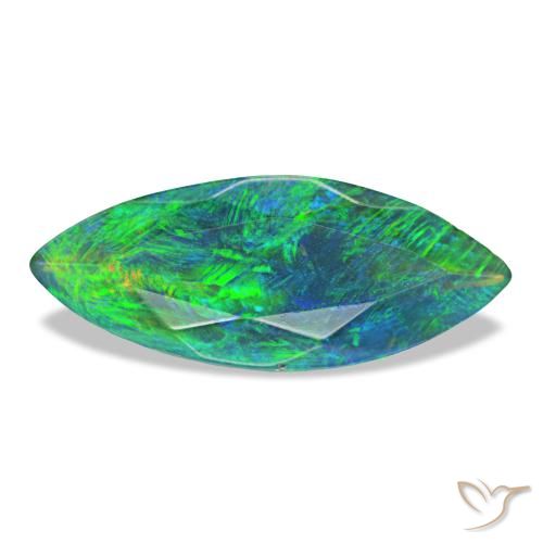 Ópalo negro multicolor natural de 1,12 ct, marquesa, translúcido