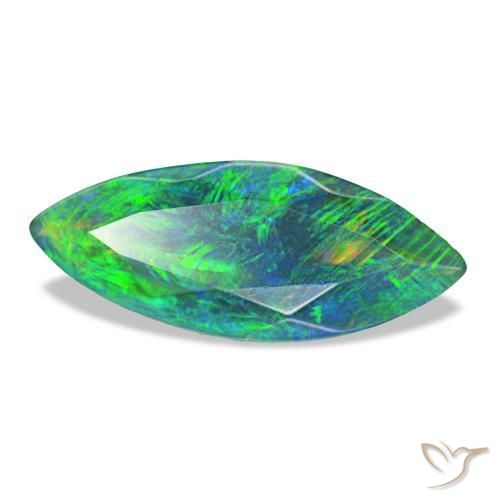 Ópalo negro multicolor natural de 1,12 ct, marquesa, translúcido