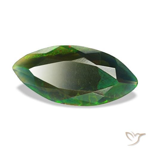 Ópalo negro multicolor natural de 1,49 ct, marquesa, translúcido