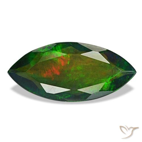 Ópalo negro multicolor natural de 1,87 ct, marquesa, translúcido