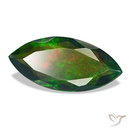 Ópalo negro multicolor natural de 1,87 ct, marquesa, translúcido