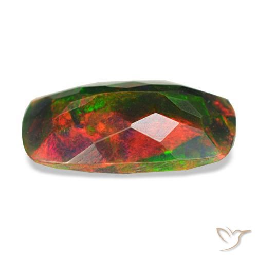 Ópalo negro multicolor natural de 1,86 ct, corte cojín, opaco