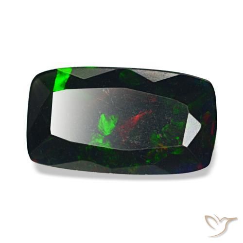 Ópalo negro multicolor natural de 1,58 ct, corte cojín, opaco