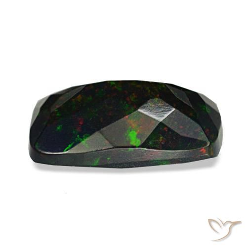 Ópalo negro multicolor natural de 1,58 ct, corte cojín, opaco