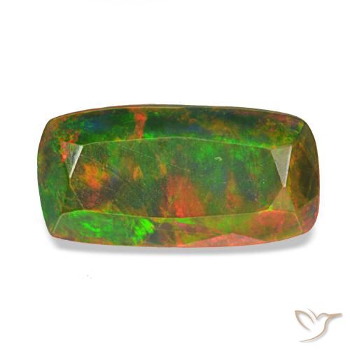 Ópalo negro multicolor natural de 1,62 ct, corte cojín, opaco
