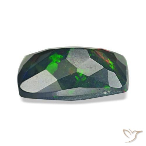 Ópalo negro multicolor natural de 1,36 ct, corte cojín, translúcido