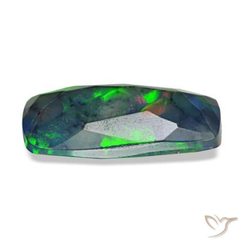 Ópalo negro multicolor natural de 1,28 ct, corte cojín, translúcido