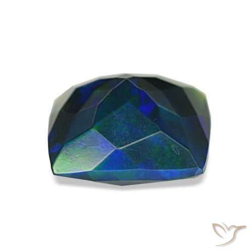 Ópalo negro multicolor natural de 1,37 ct, corte cojín, translúcido