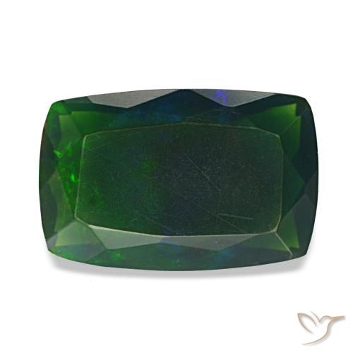 Ópalo negro multicolor natural de 2,44 ct, corte cojín, translúcido