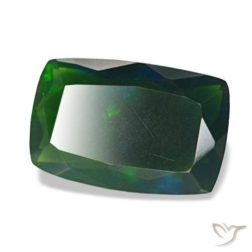 Ópalo negro multicolor natural de 2,44 ct, corte cojín, translúcido