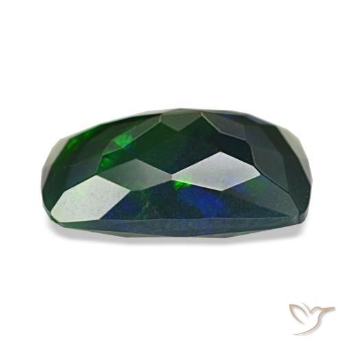 Ópalo negro multicolor natural de 2,44 ct, corte cojín, translúcido