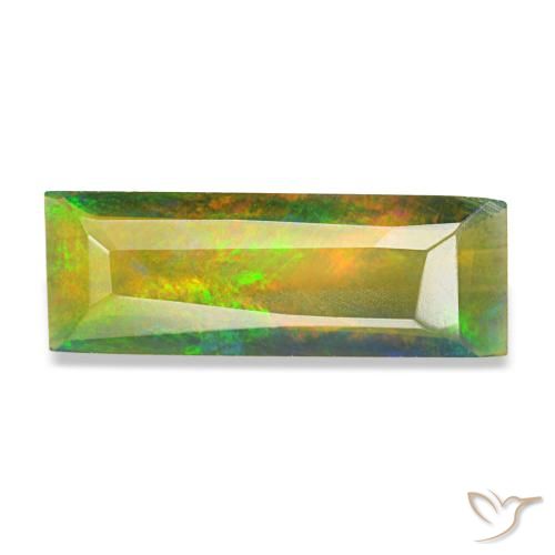 Ópalo negro multicolor natural de 0,89 ct, baguette, translúcido