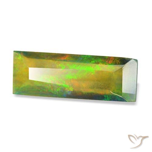 Ópalo negro multicolor natural de 0,89 ct, baguette, translúcido