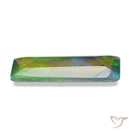 Ópalo negro multicolor natural de 0,89 ct, baguette, translúcido