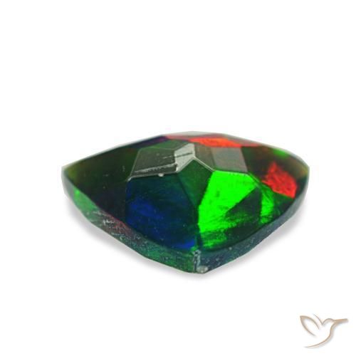 Ópalo negro multicolor natural de 0,54 ct, trillón, translúcido