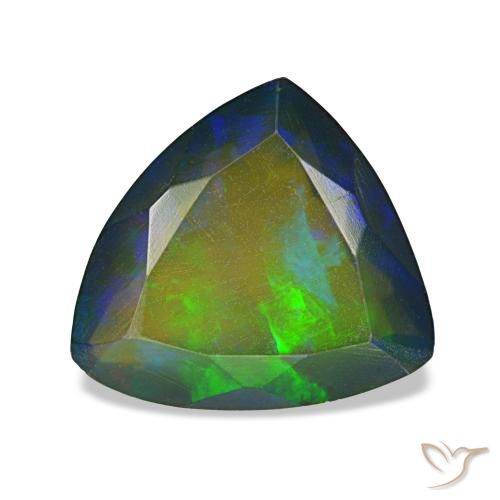 Ópalo negro multicolor natural de 1,90 ct, trillón, translúcido