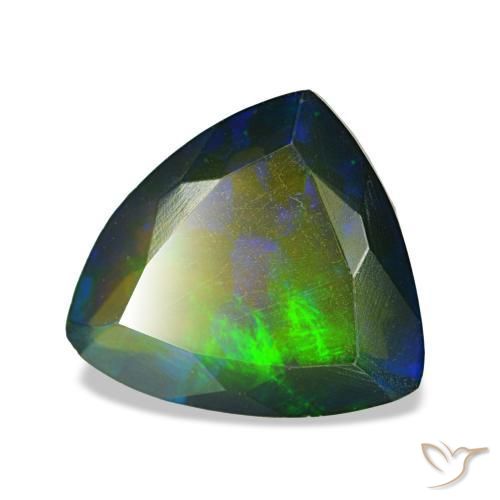 Ópalo negro multicolor natural de 1,90 ct, trillón, translúcido