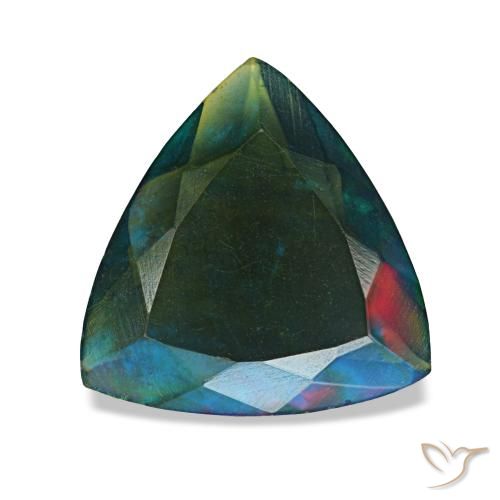 Ópalo negro multicolor de 1,56 ct, trillón, translúcido