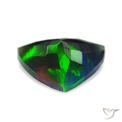 Ópalo negro multicolor natural de 1,56 ct, trillón, translúcido
