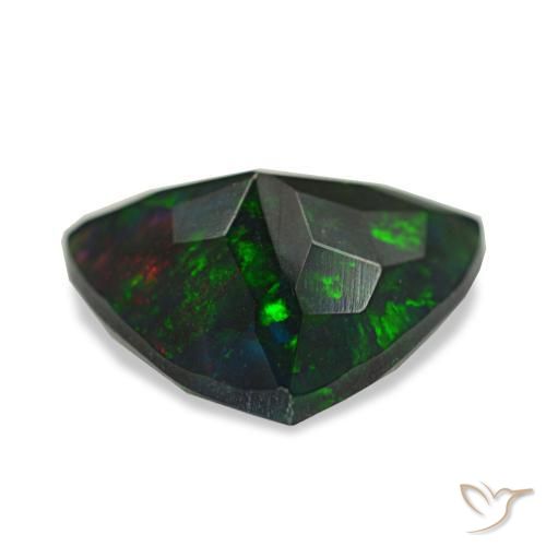 Ópalo negro multicolor natural de 2,11 ct, trillón, translúcido