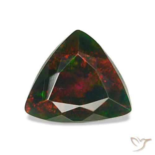 Ópalo negro multicolor natural de 1,25 ct, trillón, opaco