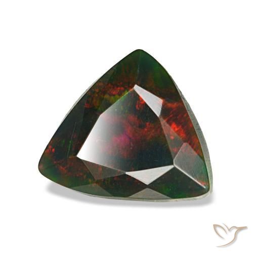 Ópalo negro multicolor natural de 1,25 ct, trillón, opaco